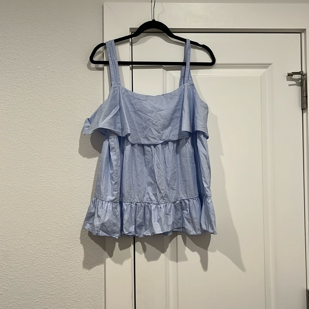 Light blue ruffle tank top